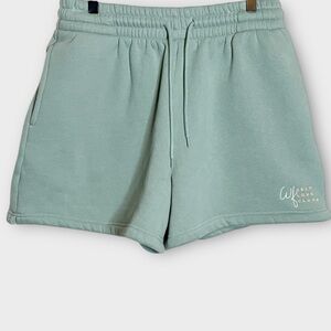 WHITE FOX Self Love Club heavyweight fleece sweat shorts size large sage green
